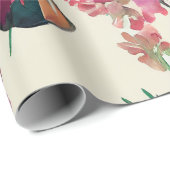 Elegant Handbeschilderd Waterverf Paarse Floral Cadeaupapier (Rol Hoek)