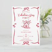 Elegant handdrawn Valentine's day party Invitation Kaart (Staand voorkant)