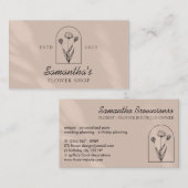 Elegant handgemaakt botanisch lijntekenmonogram vo visitekaartje (Voorkant / Achterkant)