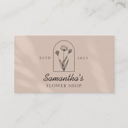 Elegant handgemaakt botanisch lijntekenmonogram vo visitekaartje (Voorkant)