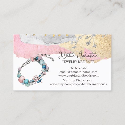 Elegant handgemaakt juwelen en kralen visitekaartje (Achterkant)