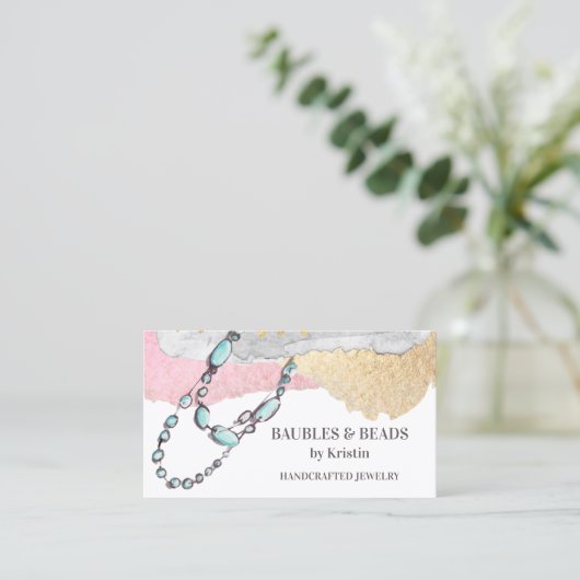 Elegant handgemaakt juwelen en kralen visitekaartje (Staand voorkant)