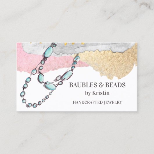 Elegant handgemaakt juwelen en kralen visitekaartje (Voorkant)