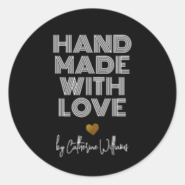 Elegant handgemaakt met liefde door Black Gold Cra Ronde Sticker