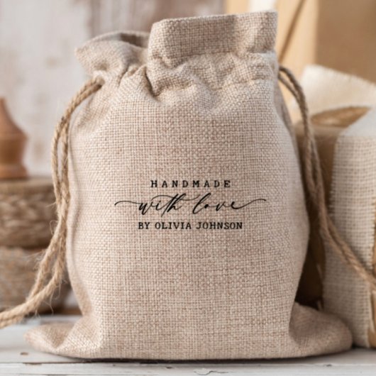 Elegant handgemaakt met liefde script gepersonalis rubberstempel