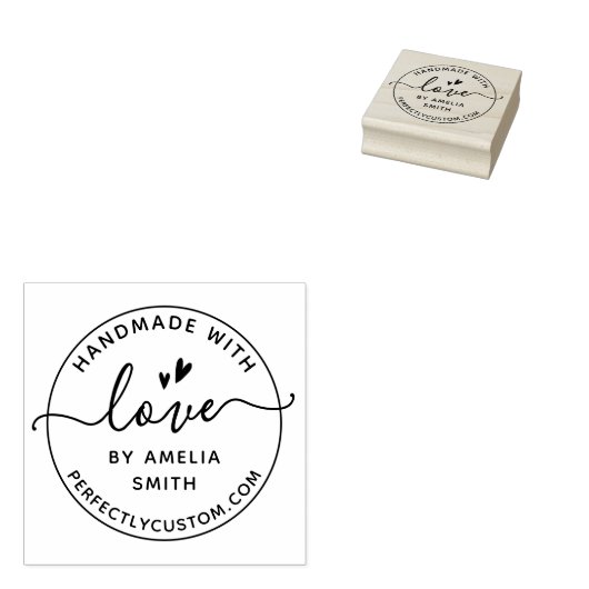 Elegant handgemaakt met liefde voor jouw naam rubb rubberstempel (Gestempeld)