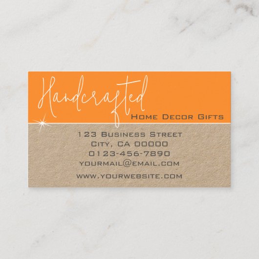 Elegant Handgemaakt Roos Flower Sinaasappel Visitekaartje (Achterkant)