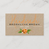 Elegant Handgemaakt Roos Flower Sinaasappel Visitekaartje (Voorkant)