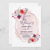 Elegant handgemaakte waterverf bloemuitnodiging kaart (Voorkant / Achterkant)