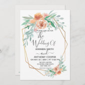 Elegant handgemaakte waterverf bloemuitnodiging kaart (Voorkant / Achterkant)