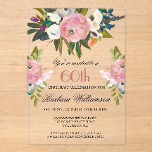 Elegant handgeschilderd Bloemen 60ste Verjaardag P