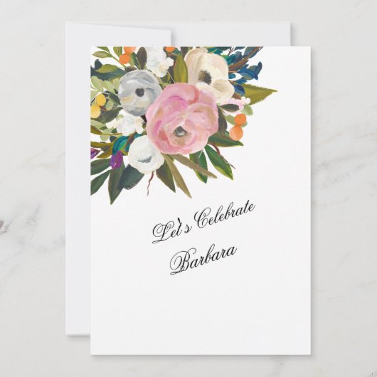 Elegant handgeschilderd Bloemen 60ste Verjaardag P Kaart (Achterkant)