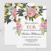 Elegant handgeschilderd Bloemen 60ste Verjaardag P Kaart (Voorkant / Achterkant)