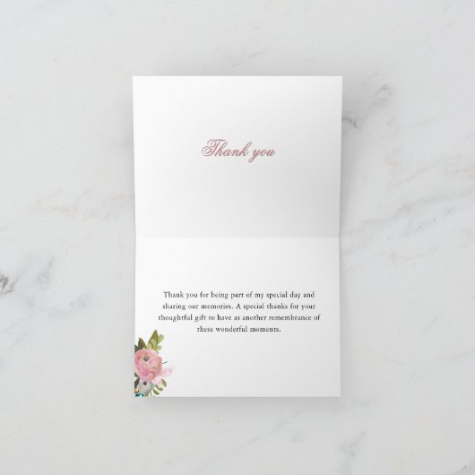 Elegant handgeschilderd Bloemen 90ste verjaardagsf Bedankkaart (Binnen)