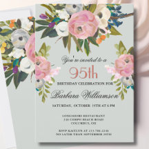 Elegant handgeschilderd bloemmotief 95e verjaardag
