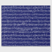 Elegant  handgeschreven blad Muzieknoten marine Cadeaupapier (Vlak)