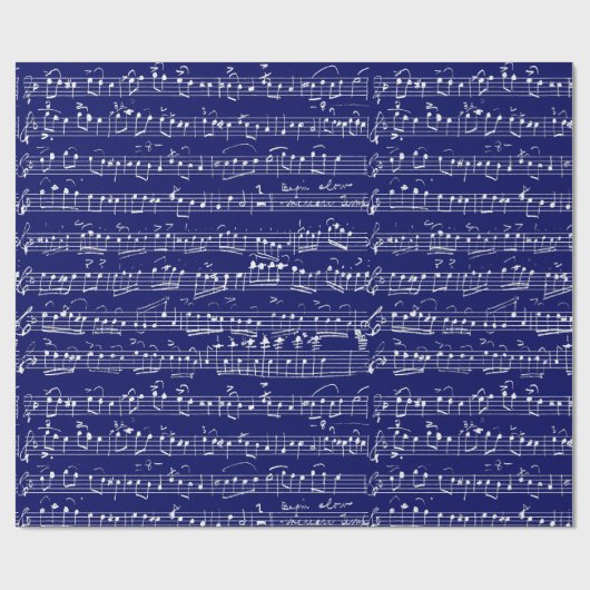 Elegant  handgeschreven blad Muzieknoten marine Cadeaupapier (Vlak)