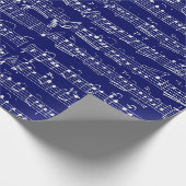 Elegant  handgeschreven blad Muzieknoten marine Cadeaupapier (Hoek)