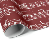 Elegant handgeschreven blad Muzieknoten Rood Cadeaupapier (Rol Hoek)