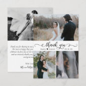 Elegant handgeschreven bruiloft foto collage bedankkaart (Voorkant / Achterkant)