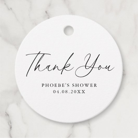 Elegant Handgeschreven Bruiloftsshower Lettertype Bedankjes Labels (Voorkant)