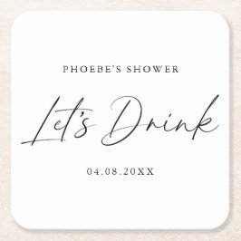 Elegant Handgeschreven Bruiloftsshower Onderzetter