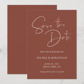 Elegant Handgeschreven Calligrafie Dark Terracotta Save The Date (Voorkant / Achterkant)