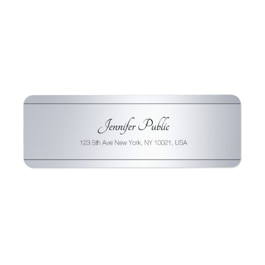 Elegant handgeschreven de Zilveren Sjabloon van de Etiket (Voorkant)