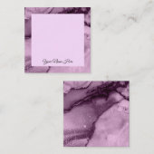 Elegant handgeschreven douanenaam violet marmer notitiekaartje (Voorkant / Achterkant)
