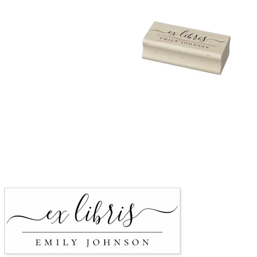 Elegant handgeschreven Ex Libris Script Custom Nam Rubberstempel (Gestempeld)