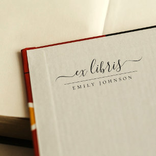 Elegant handgeschreven Ex Libris Script Custom Nam Rubberstempel
