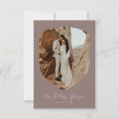 Elegant Handgeschreven Foto Mauve Wedding Bedankkaart (Voorkant)