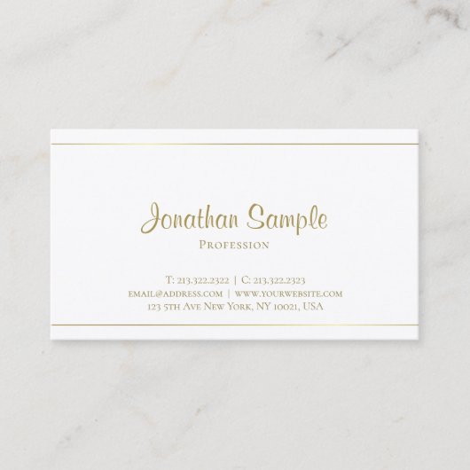 Elegant handgeschreven Gold Script Glamor Luxury Visitekaartje (Voorkant)