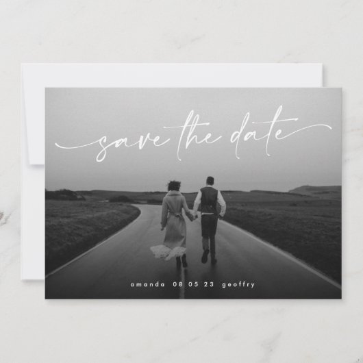 Elegant Handgeschreven het Witte OverlayFoto van h Save The Date (Voorkant)