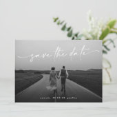 Elegant Handgeschreven het Witte OverlayFoto van h Save The Date (Staand voorkant)