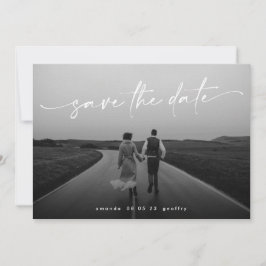 Elegant Handgeschreven het Witte OverlayFoto van h Save The Date