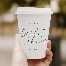 Elegant Handgeschreven Lettertype Bruidsdouche Papieren Bekers