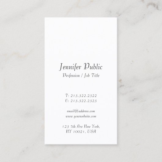 Elegant handgeschreven Manuscript Eenvoudige Sjabl Visitekaartje (Voorkant)