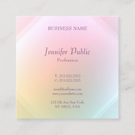 Elegant Handgeschreven Manuscript Moderne Kleurrij Vierkante Visitekaartje (Achterkant)