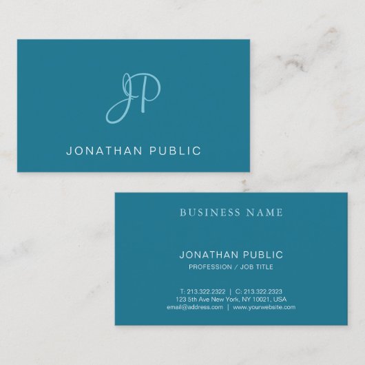 Elegant Handgeschreven Manuscript Trendy Turquoise Visitekaartje (Voorkant / Achterkant)