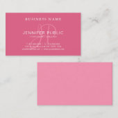 Elegant Handgeschreven Monogram Blush Pink Plain Visitekaartje (Voorkant / Achterkant)