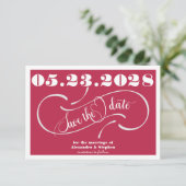Elegant Handgeschreven Monogram QR Code Magenta Fo Save The Date (Staand voorkant)