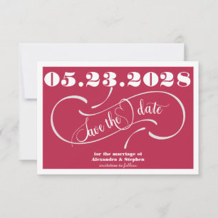 Elegant Handgeschreven Monogram QR Code Magenta Fo Save The Date