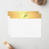 Elegant handgeschreven monogram script Gold Modern Notitiekaartje (Voorkant / Achterkant in situ)