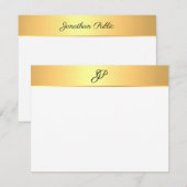 Elegant handgeschreven monogram script Gold Modern Notitiekaartje (Voorkant / Achterkant)