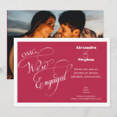 Elegant Handgeschreven Monogram Viva Magenta Foto Kaart (Voorkant / Achterkant)