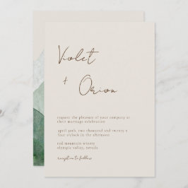 Elegant Handgeschreven Mountains Wedding Invitatio Kaart