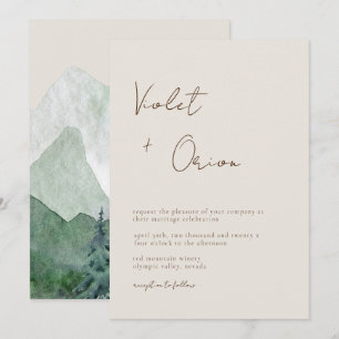 Elegant Handgeschreven Mountains Wedding Invitatio Kaart