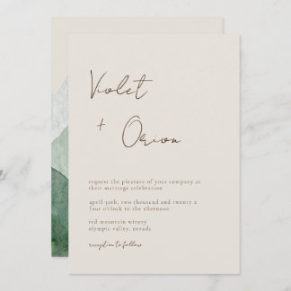 Elegant Handgeschreven Mountains Wedding Invitatio Kaart