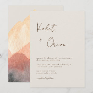 Elegant Handgeschreven Mountains Wedding Kaart